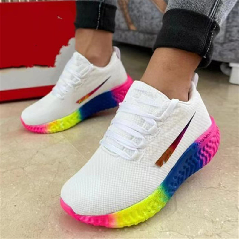 New Multi Color Sole Non-slip Breathable Lace Up Female Sneakers