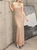 Shiny Halter Neck Full Length Womens Ball Dresses