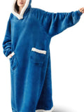 Unisex Super Warm Fleece Pullover Hoodie Blanket Sweatshirt With Large Front Pockets