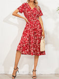 Summer Floral Printed Short Sleeve Dresses