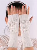 Women's Warm Knitting Jacquard Fingerless Breathable Gloves