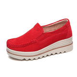 Women's Breathable Suede Round Toe Slip On Platform Shoes