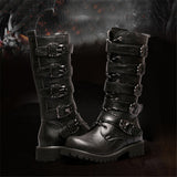 Side Buckle Fastening Low Block Heel Calf-Length Soft Footbed Leather Boots