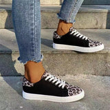 Ladies Trendy Spring Summer Leopard Print Lace Up Loafer