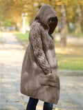 Women's Warm Buttoned Hooded Long Sweater Cardigan