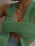 Sexy Pretty Fine Knit Multi-Way Crossed Design Cropped Sweater Vest