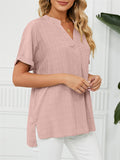 Women's Summer Thin V Neck Short Sleeve Pullover Chiffon T-shirts
