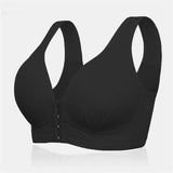 Women's Ribbed Wireless Front Closure T-Shirt Bras - Black