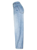 Youth Campus Style Extra Loose Straight-Leg Light Blue Denim Jeans for Women