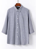 Loose Casual Comfy Striped Full Buttons Long Sleeve Shhirts