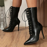 Women Pointed Toe High Heel Zipper Boots