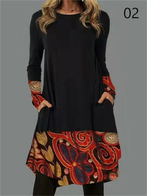 Ethnic Style Fashion Casual Spring Autumn Women's Printed Dresses