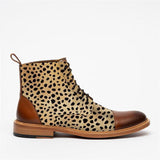 Stylish Texture Printed Hit Color Laced Mens Boots