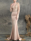 Pretty V Neck Tulle Sleeve Backless Mermaid Dress for Evening Party