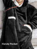 Unisex Super Warm Fleece Pullover Hoodie Blanket Sweatshirt With Large Front Pockets