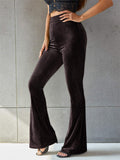 Sexy High Waist Ladies Solid Bell-bottomed Pants