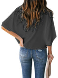 Feminine Flowy Style Cowl Neck Half Sleeve Lightweight Chiffon Pullover Tops