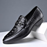 Men's Classic Crocodile Pattern Gentleman Business Slip On Dress Shoes