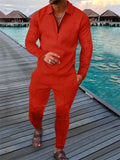 Spring Holiday Men's Lapel Quarter-Zip Pullover Fashion Sets