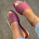 Casual Flat Heel Solid Color Open Toe Slippers