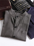 Casual Loose Comfy Linen Buttons Long Sleeve Shirts