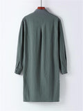 Mens Vintage Stand Collar Solid Color Cotton&Linen Robes