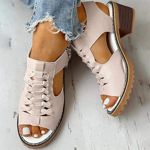 Women's Fashion Casual Hollow Out Side Zipper Sandals