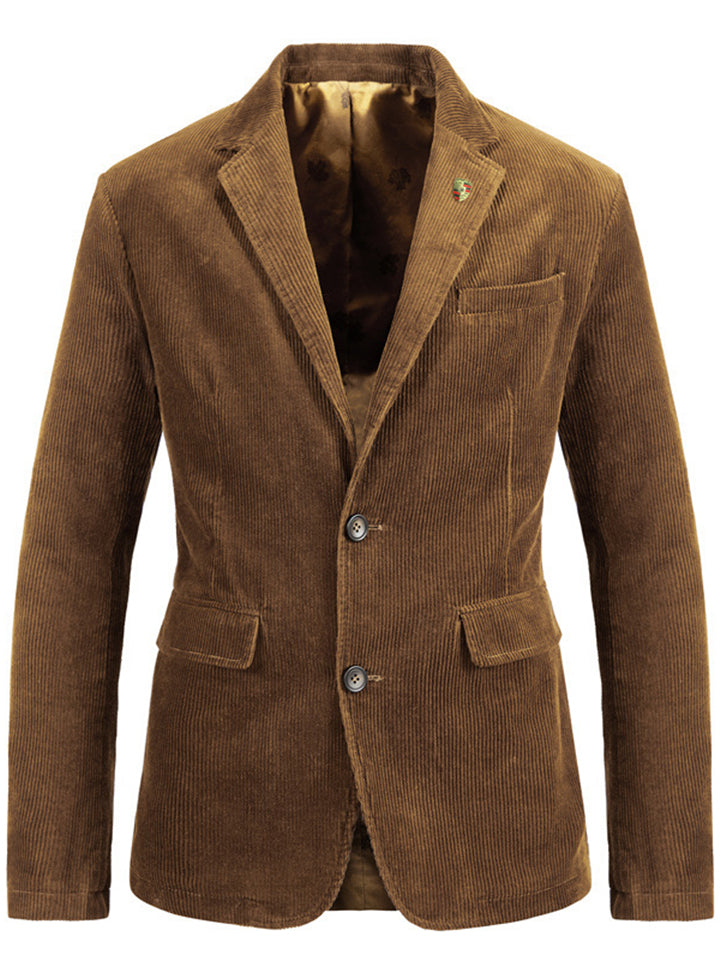 Men’s Classic Notched Lapel Collar Corduroy Blazer