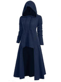 Relaxed Fit Drawstring Hooded Stretchy High Low Pullover Cloak Dress