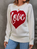 Fashion Round Neck Love Heart Printed Sweaters