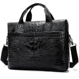 Retro Style Crocodile Textured Interior Pocket Detachable Sling Strap Laptop Bag