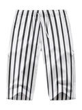 Men's Summer Classic Vertical Stripe Linen Cropped Pants