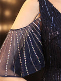 Gorgeous Fringe Beaded Cutout Shoulder Dress for Formal Party