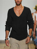 Men V-Neck Pullover Knitted Sweater