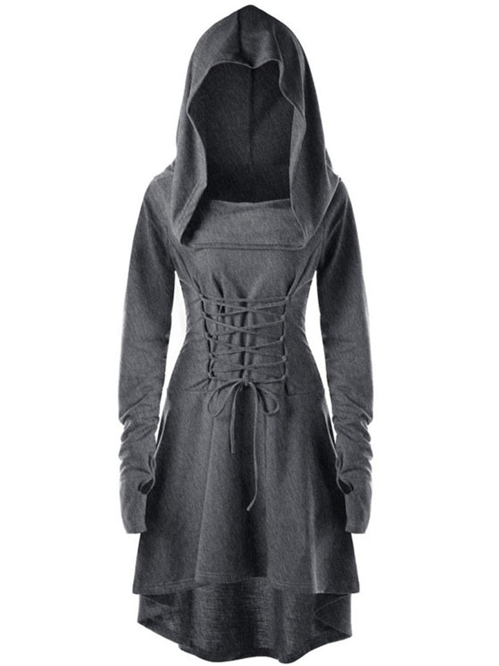 Trendy Long Sleeve Solid Color Hooded Dresses