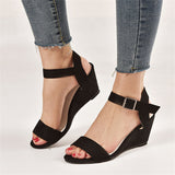 Elegant Ladies Peep-toe Wedge Heels All Match Buckle Sandals