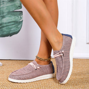 Casual Round Toe Canvas Flat Heel Loafers