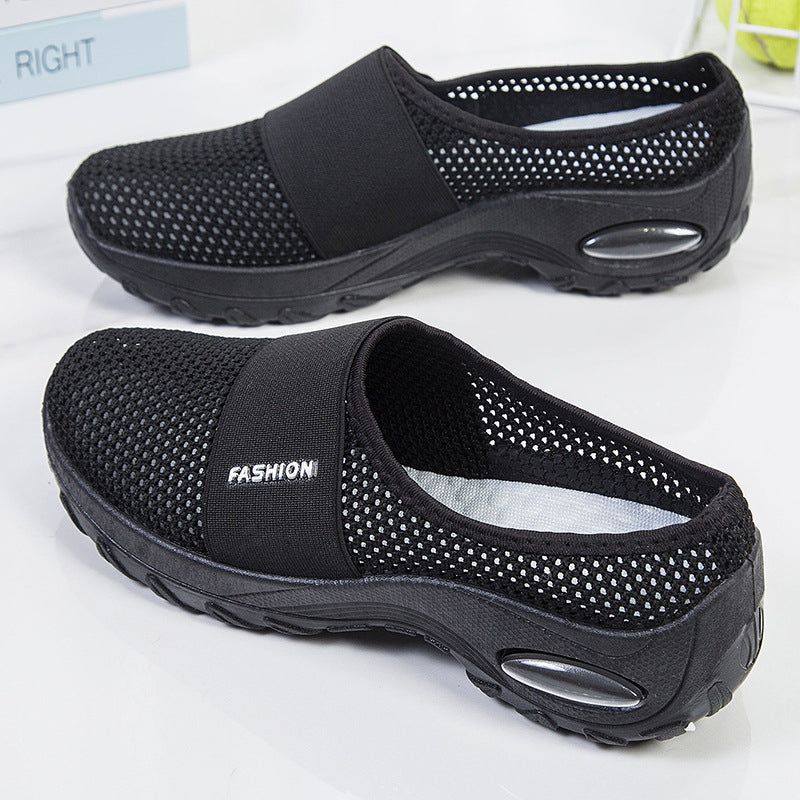 Slip-On Style Open Mesh Upper Rocker Bottom Durable Lightweight Shoes