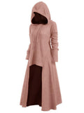 Relaxed Fit Drawstring Hooded Stretchy High Low Pullover Cloak Dress