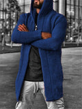 Men's Fashion Mid Length Rib Cardigan With Hood