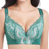 Plus Size Push Up Side Support Lace Bras - Green