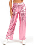 Women's High Waist Straight Leg Bright Metallic Pants