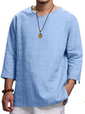 V-Neck Solid Color Loose Comfy Shirts For Men