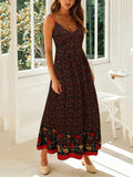 All-Over Floral Print Fitted Waist Pullover Pleated Detailing Spaghetti Strap Dress