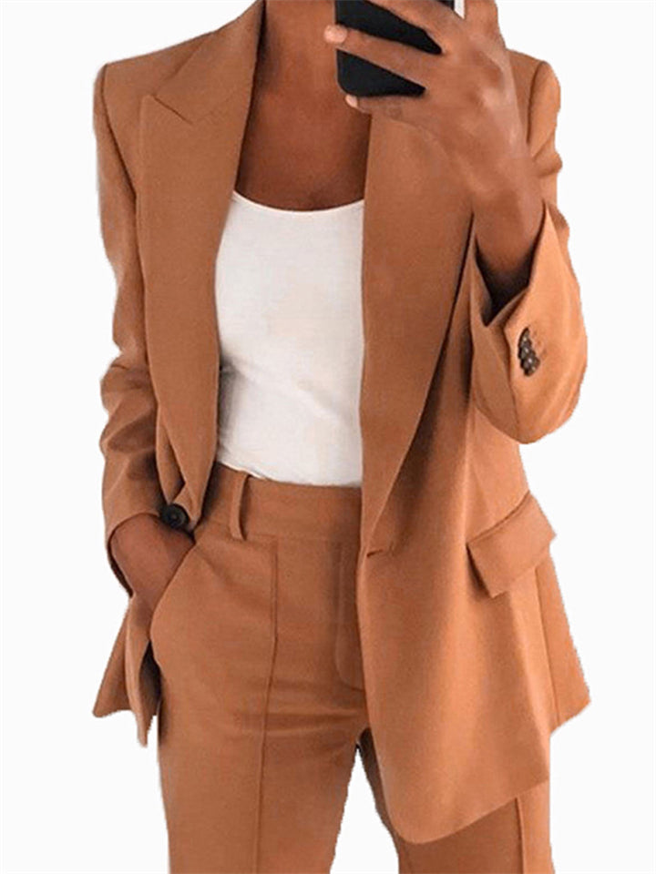 Fashion Simple Lapel Button Temperament Suit Coats