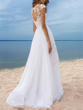 Decent Floral Side Slit Maxi Chiffon Dress for Wedding