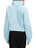 Dashy Female Turtleneck Pullover Pocket Half Zip Sweatshirts