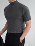 Solid Color Mock Neck Slim T-Shirts