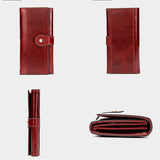Solid Color Vintage Genuine Leather Wallet For Women