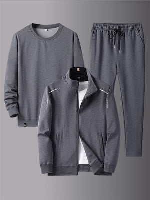 Workout Comfy Plain Long Sleeved Jackets+Pants+Shirts